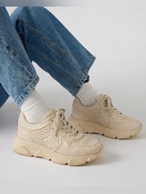 Leather Chunky Neutral Beige Sneakers